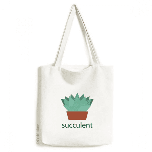 Cactus Potted Green Succulents Tote Canvas Bag Shopping Satchel Casual Handbag