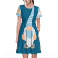 thumbnail image 1 of JUNZAN Robe à Manches Courtes pour Femmes avec Imprimé de Gnomes Infirmiers, Robe Décontractée Confortable, Mélange de Polyester Spandex Doux, Tenue Quotidienne Élégante pour l'Été, 1 of 6
