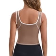 thumbnail image 3 of INSPIRE CHIC Women's Wide Straps U-Neck with Padded Push Up Camisole Elastic Tight Colorblock Cropped Workout Tank S Brown, 3 of 6