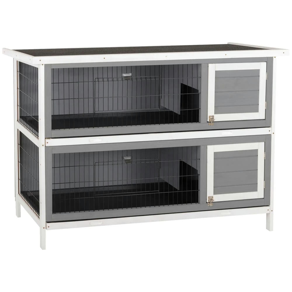 Topcobe 54" 2-Story Large Rabbit Hutch Bunny Cage Wooden Pet House with Lockable Doors, No Leak Tray and waterproof Roof for Outdoor/Indoor, Outdoor Pet Shelter, Small Animal Habitat