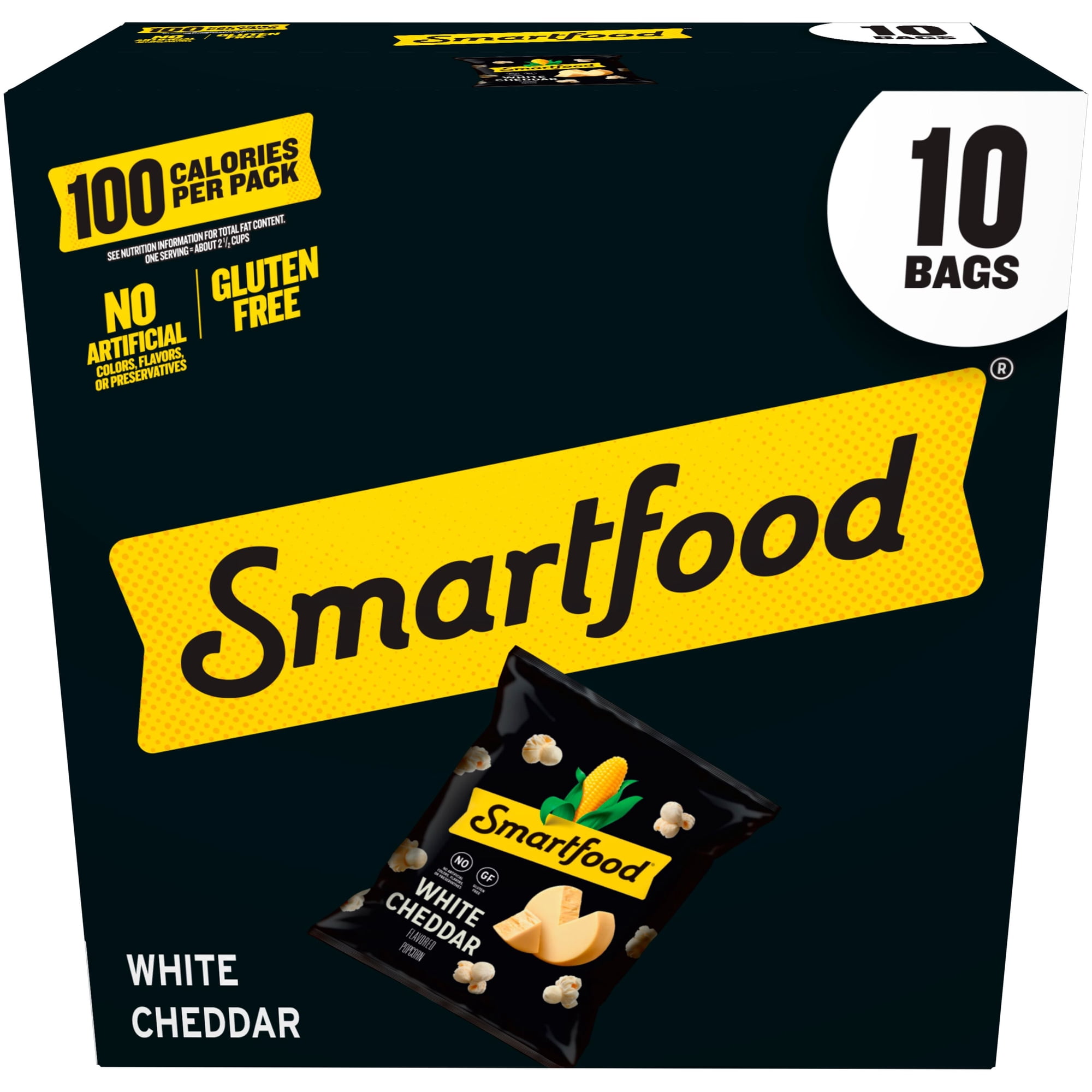 Smartfood Popcorn White Cheddar Flavored Popcorn Snacks, 0.625 oz Bags, 10 Count Multipack