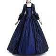 thumbnail image 3 of RYRJJ Women's Gorgeous Gothic Ball Gown Flared Sleeves Renaissance Vintage Medieval Dress Square Neck Lace Patchwork Masquerade Maxi Long Dress(Navy,4XL), 3 of 6
