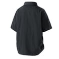 thumbnail image 6 of Men's Solid Color Work Shirt Polyester | Casual Button Down Short Sleeve Shirt Three-Quarter Loose Fit Pockets Button-Down Collar Breathable Daily Office Business | Zenithor,Black L, 6 of 9