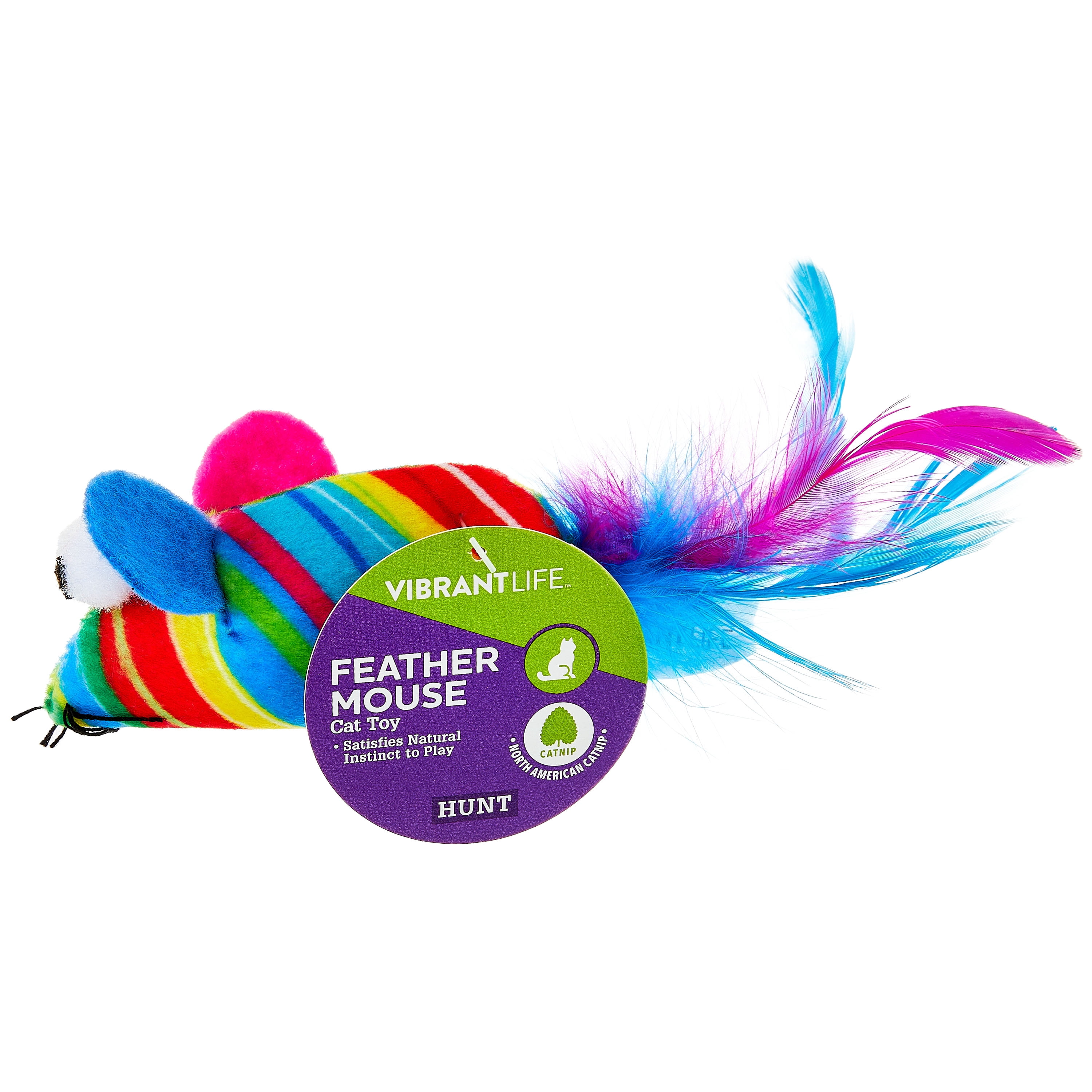 Vibrant Life Feather Mouse Cat Toy, Color May Vary