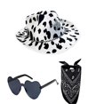 thumbnail image 4 of Flat Caps Brimmed Hat Western Sequin Cowgirl Hat Magician Hat Adult Girl Cosplay Costume Kerchief Night Club Headwear black suit, 4 of 4