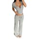 thumbnail image 3 of Conjunto de 2 Piezas A Rayas para Mujer, Camiseta de Corta, Pantalón , Conjunto de Estar por Casa A Juego con Bolsillos. y Negro S, 3 of 9