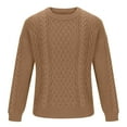 thumbnail image 5 of YLSDY Mens Sweater Plus Size Cable Knit Pullover Jumpers Classic Long Sleeve Crew Neck Twist Textured Casual Sweaters Khaki XL, 5 of 5
