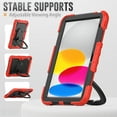 thumbnail image 4 of ELEHOLD Rugged Case for iPad 10th Generation 10.9" (2022) Three-Layer Protection Portable Folding Handle Grip 360° Rotating Kickstand Bracket Shockproof Hybrid Cover For iPad 10th Gen 2022,Red, 4 of 8