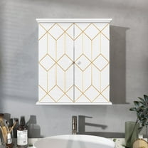 HLR Wall-Mounted Bathroom Storage Cabinet with Gold Trim, Bathroom Cabinet with Adjustable Shelves