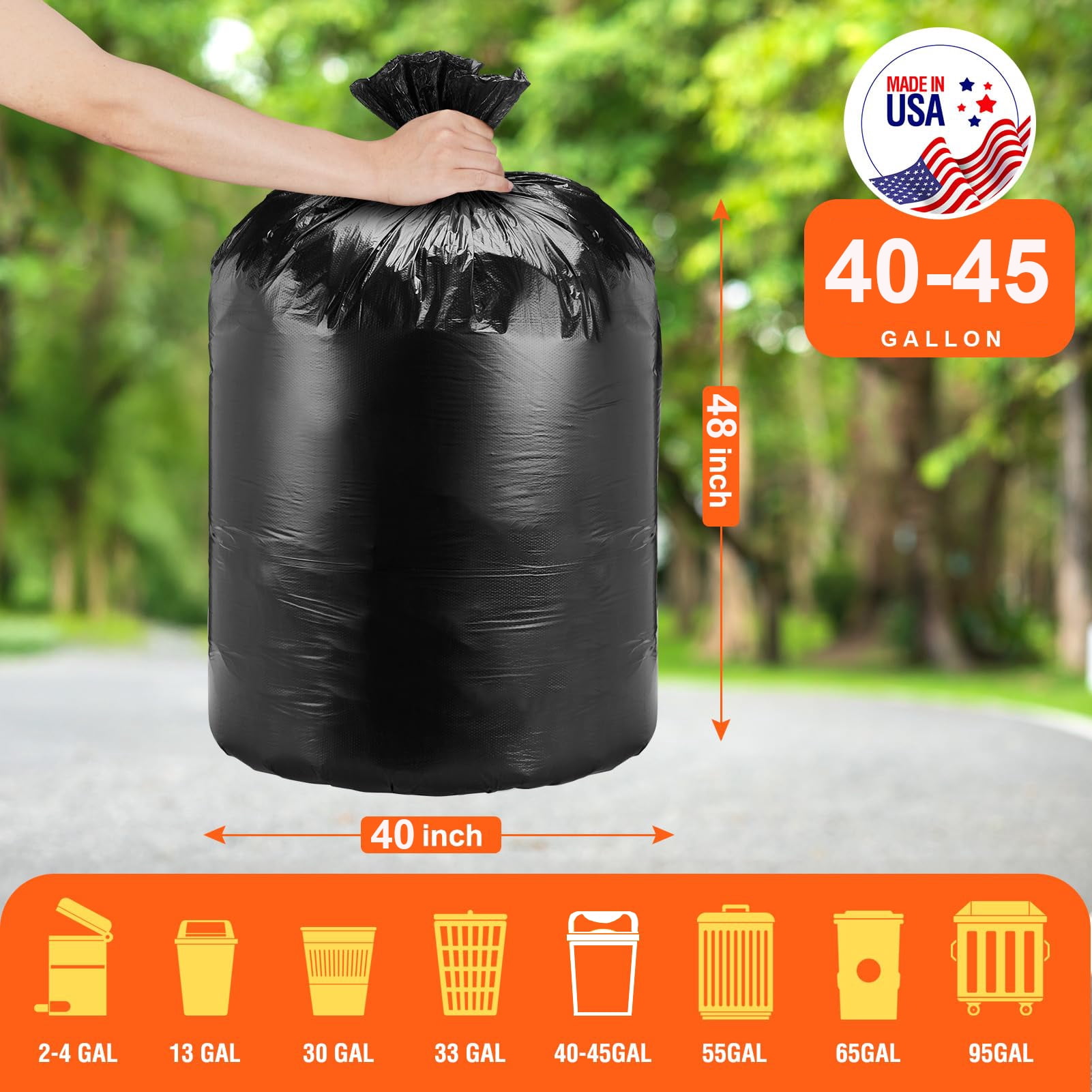 Cozymood 45 Gallon Trash Bags, 100 Count Large Garbage Bags Black, Heavy Duty Garbage Can Liners Outdoor Indoor, 0.9 Mil