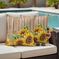 thumbnail image 2 of Outdoor Pillow Cover Sunflower Set of 2 Waterproof Throw Pillowcases Brown Wood Grain Decorative Patio Furniture Pillows for Couch Garden Indoor & Outdoor Use, 2 of 9
