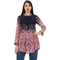 thumbnail image 7 of Phagun Women's Blue Digital Floral Printed Full Sleeve Pintuck Casual Tunic-26, 7 of 7