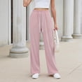 thumbnail image 5 of sdhkgrrt Women's Wide Leg Drawstring Pants with Pockets Casual Flowy Lounge Long Pants Work Travel Vacation Fall Outfits Winter Sweatpants, Pink S, 5 of 8
