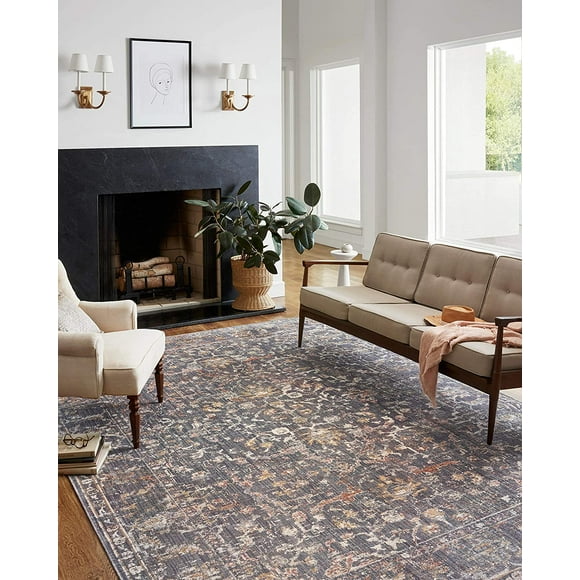 Chris Loves Julia x Loloi Collection Rosemarie Tapis ROE-04 Graphite/Multi 3 Pieds-2 Pouces x 3 Pieds-2 Pouces Rond
