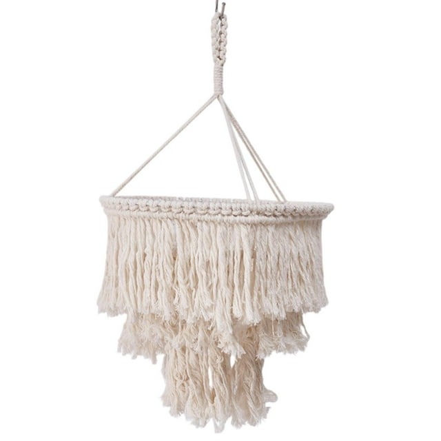 Shade de lámpara de macrame Boho Coste de luz encogida accesorio de tejido a mano, cubierta de luz colgante, pantalla de lámpara para dormitorios de Estilo C