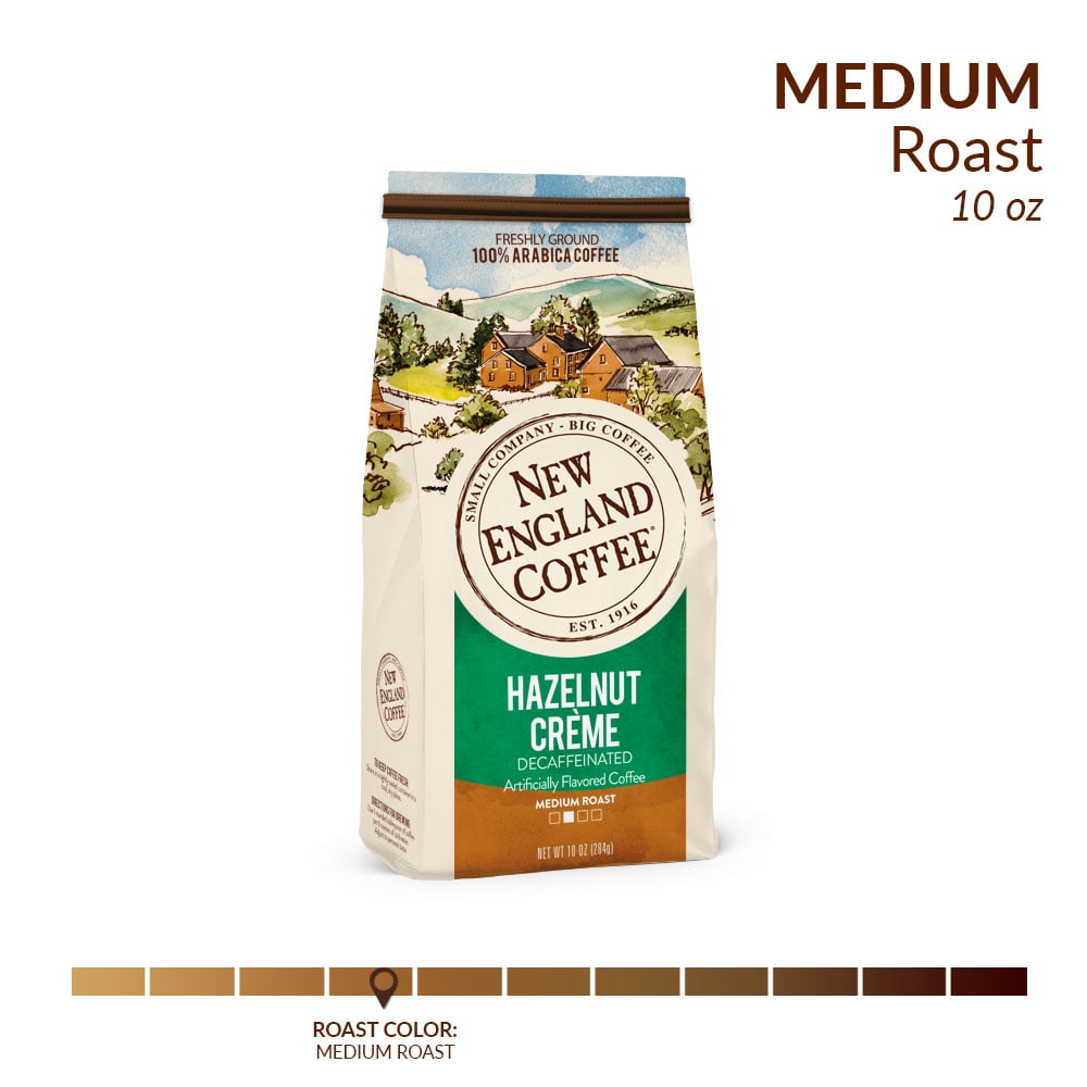 New England Coffee Decaffeinated Hazel Crème Blend Medium Roast Ground Coffee, 10 oz