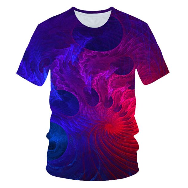 2021 Flame Boy's kids T-shirt moda de verano de manga corta para niñas 3D cuello redondo tops Color elemento camisa de moda para niños T-shirt9T Gao Jinjia LED