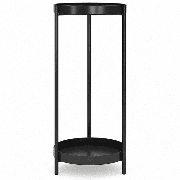 30 inch Metal Plant Stand Indoor or Outdoor - 2 Tier Modern Flower Stand with 2 Removable Display Shelves (10 inches) for Bedrooms, Living rooms, and Balconies (30 X 10 in,Black)