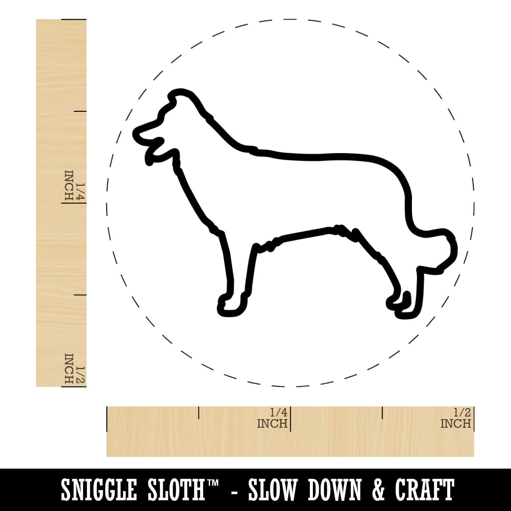 Border Collie Dog Outline Self-Inking Rubber Stamp Ink Stamper - Dry Pad (No Ink) - Mini 1/2 Inch