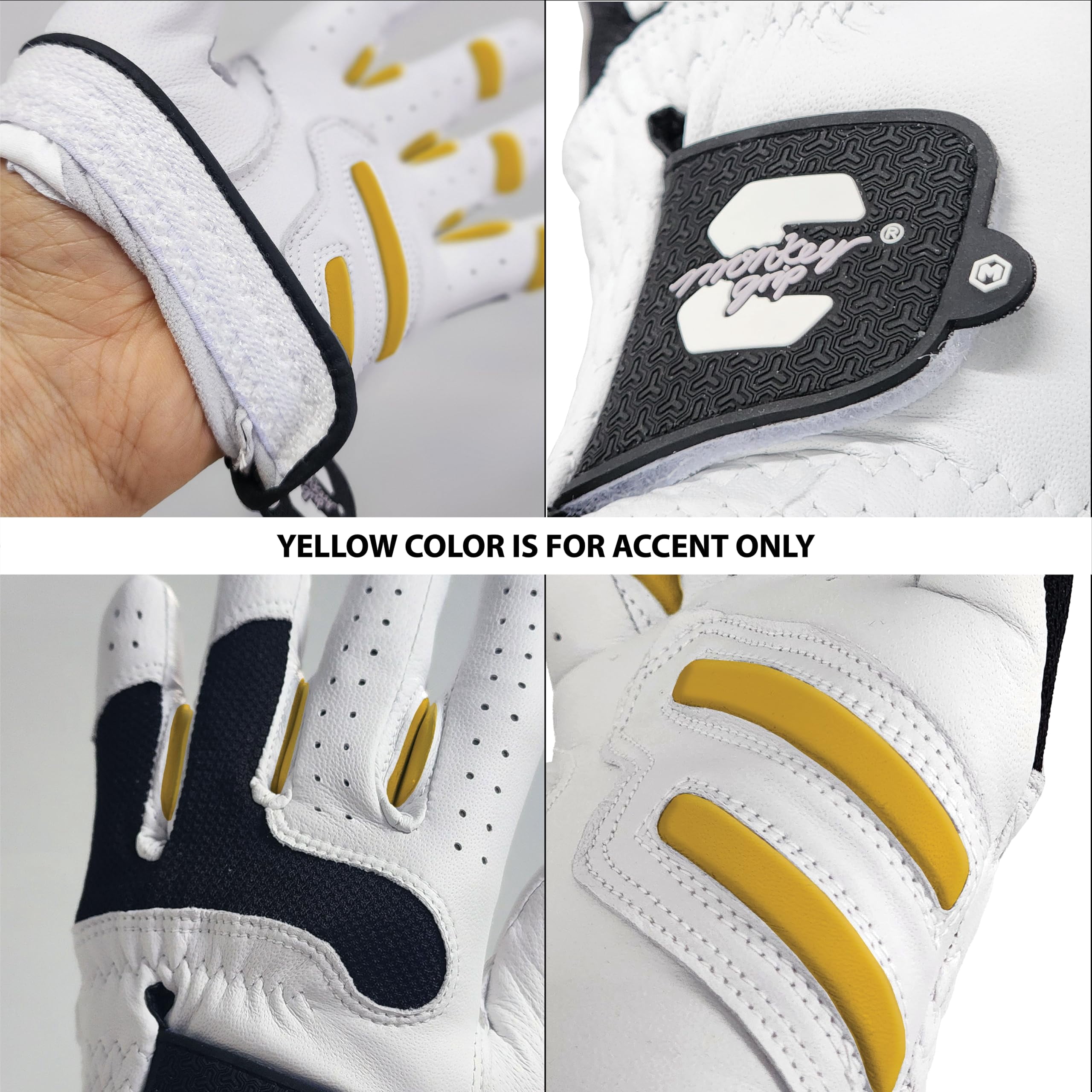 Golf Glove Bearing Capacity Non Slip No Slice Pad Leather Power Left Hand  Man-small White