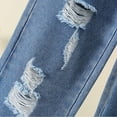 thumbnail image 4 of KAUOD Ripped Jeans for Teens Girls Wide Leg Jeans High Waisted Straight Leg Baggy Jeans Kids Y2K Streetwear Denim Pants, 4 of 7