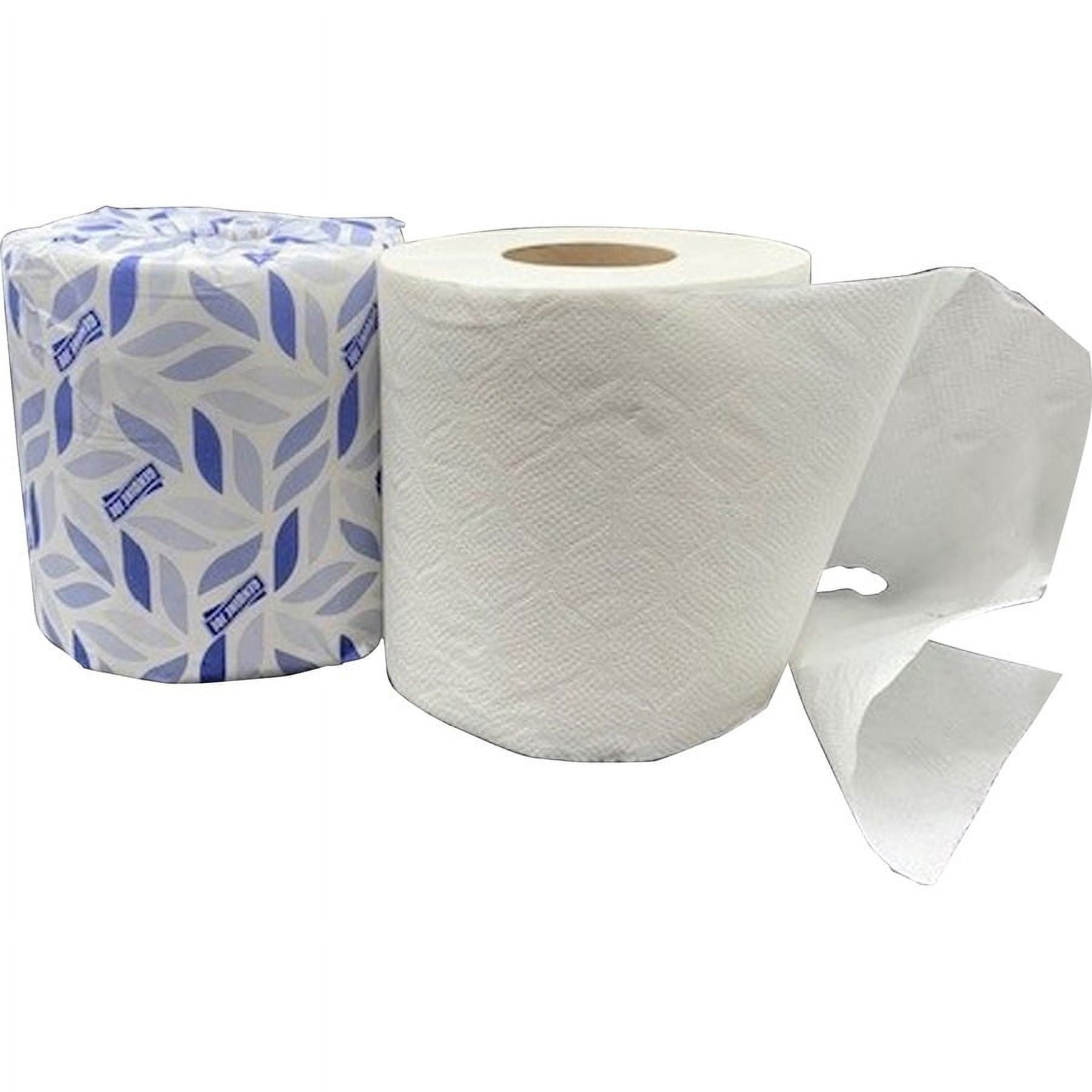 Genuine Joe 2-ply Bath Tissue - 2 Ply - 4.50" X 3" - 500 Sheets/roll - White - Fiber - Perforated, Absorbent, Soft - For Bathroom, Restroom - 96 / Carton