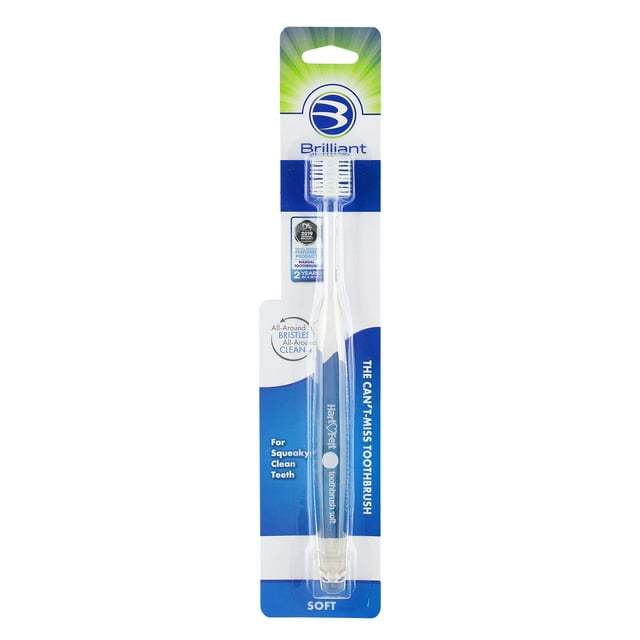 Brilliant Soft Toothbrush for Adults - with Over 14,000 360 Degree Micro-Fine, Rounded-Tip Bristles for Easy & Effective Cleaning, Clear, 1 Count
