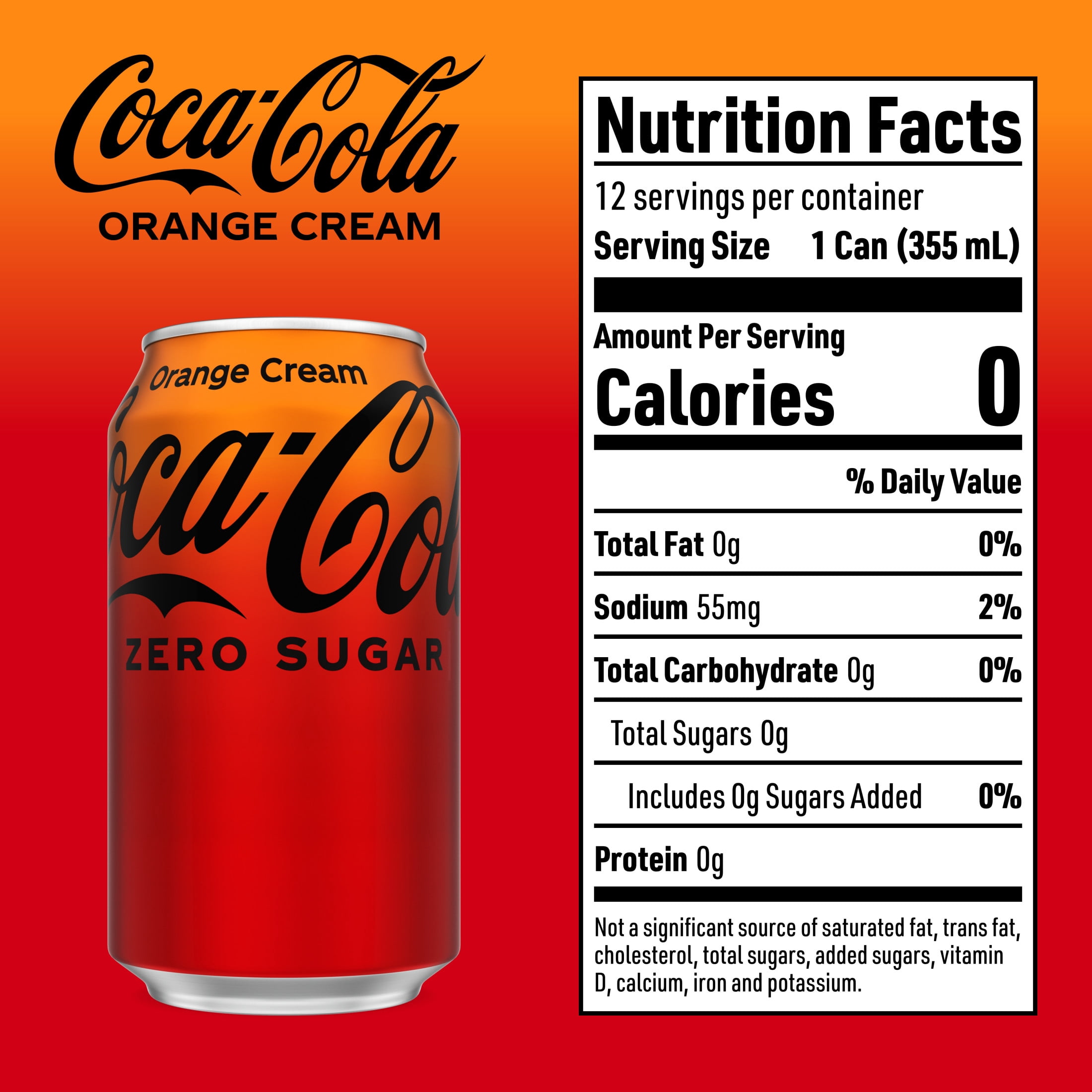 Coca-Cola Zero Sugar Orange Cream Soda Pop, 12 fl oz, 12 Pack Cans