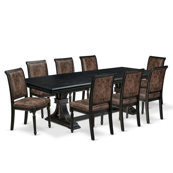 Luxe by East West Furniture 9 piece Kitchen Table Set includes a Modern Dining Table and 8 Dinner Chairs