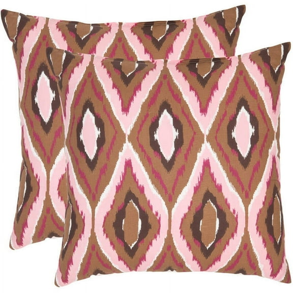 SAFAVIEH Sophie Geometric Pillow, 18" x 18", Pink, Set of 2