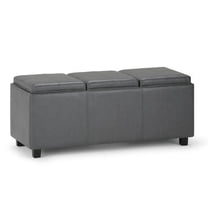 Avalon 42 inch Wide Contemporary Storage Ottoman in Stone Grey Vegan Leather