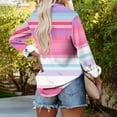 thumbnail image 4 of Qepwscx Casual Womens Long Sleeve Button Up Tops Stripe Print Collar Neck Shirts Going Out Tops T-Shirts Blouses Fall Spring Sweatshirt Basic Tees Loose Fits for Women, 4 of 6