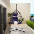 thumbnail image 3 of Yesurprise Outdoor Egg Chair, Hanging Egg Chair with Standing Seat, Armrest Cushion, Backrest, Metal Frame, Garden Rattan Egg Swing Chair for Indoor and Outdoor, 3 of 8
