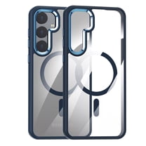 ELEHOLD Transparent Case For Samsung Galaxy S24  Shockproof Magnetic Rugged Cover, MagSafe Compatible, Metal Key, Slim&Lightweight, Deep Blue