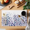 thumbnail image 2 of Placemats Set of 4, Blue Purple Leaves Woven Placemat, Linen Place Mats for Kitchen/Dining Tables, Summer Botanical Eucalyptus Leaves Washable Table Mats for Party, 2 of 8