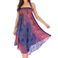 thumbnail image 2 of SWSMCLT Women's Midi Summer Dress Ladies Casual Sundress Gypsy Handkerchief Asymmetric Flowy Long Beach Skirt Hippie Boho Dresses Billowy Swing Pleated Patterned1 Purple Small-Large, 2 of 5