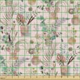 thumbnail image 2 of Ambesonne Floral Art Fabric by the Yard Upholstery, Flower Bouquet Blooms, 10 Yards, Sand Brown and Pale Teal, 2 of 5