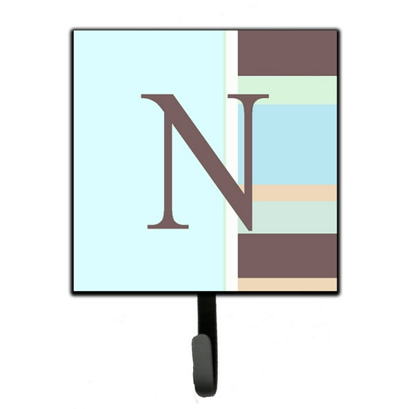 Letter N Initial Monogram - Blue Stripes Leash or Key Holder