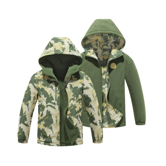 MGEOY Manteau Réversible pour Garçons et Filles, Léger, Imperméable, Doublé en Molleton, Imperméable pour Enfants (4-12)