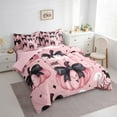 thumbnail image 3 of Feelyou Teen Bowknot Pumpkin Bedding Comforter Set 7-Piece, Black Pink Halloween King Bedding Sets, Kawaii Ghost Bat Reversible Bed Sheets, Super Cozy Room Decor, 3 of 7