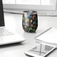 thumbnail image 3 of 12oz Stemless Wine Tumblers Colorful Controllers Games Words Black Pattern Vacuum Insulated Stainless Steel Travel Tumbler Cups Mug with Lid and Straw for Champaign,Cocktail,Beer with Cleaning Brush, 3 of 5