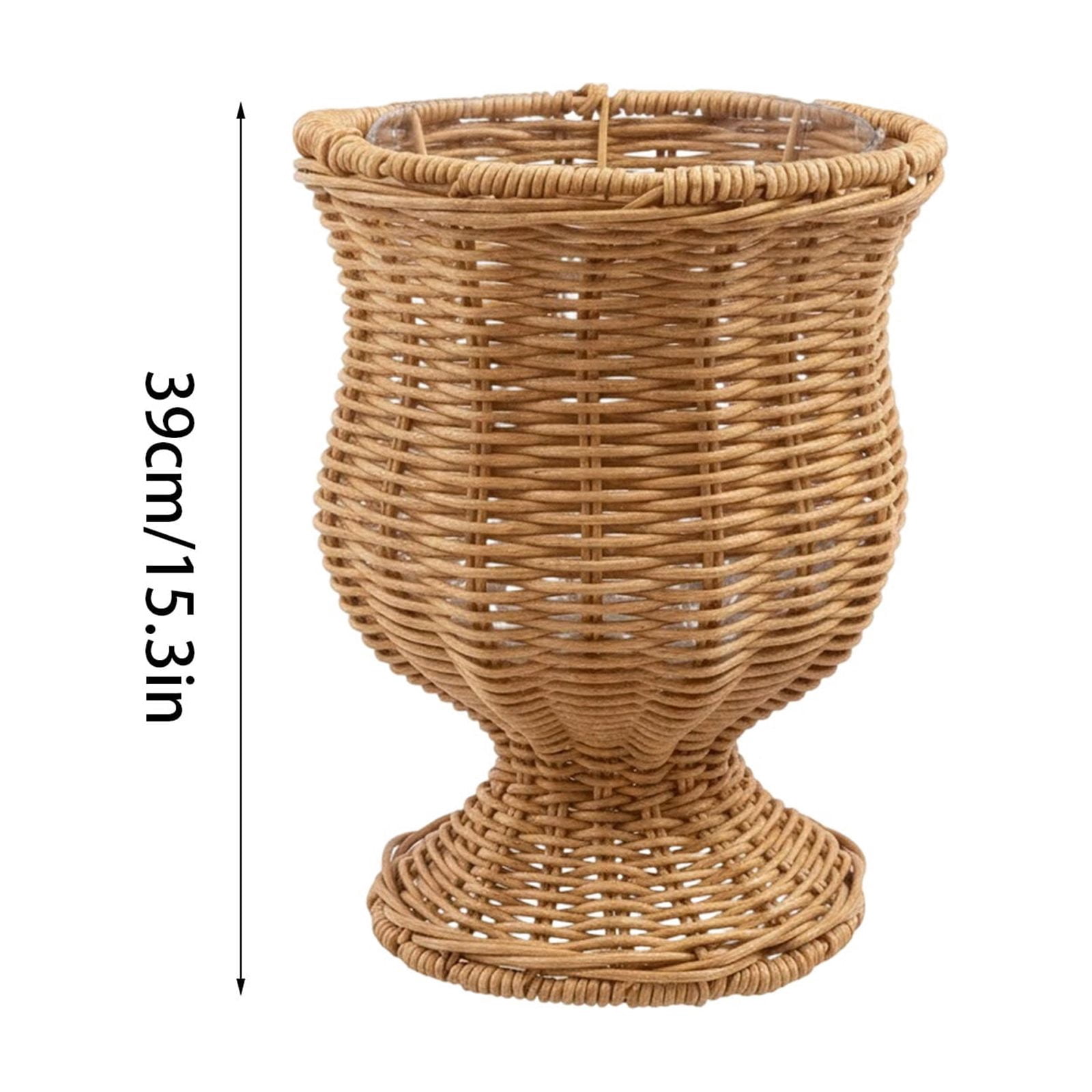 HIELLFQ Decorative Plant Pots Elegant Home Decor,15.3" Rattan Planter Easter Decor for Home Garden, Flower Pot with Scalloped Rim Outdoor Indoor Spring Decor