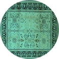 thumbnail image 1 of Ahgly Company Machine Washable Indoor Round Oriental Turquoise Blue Industrial Area Rugs, 5' Round, 1 of 4
