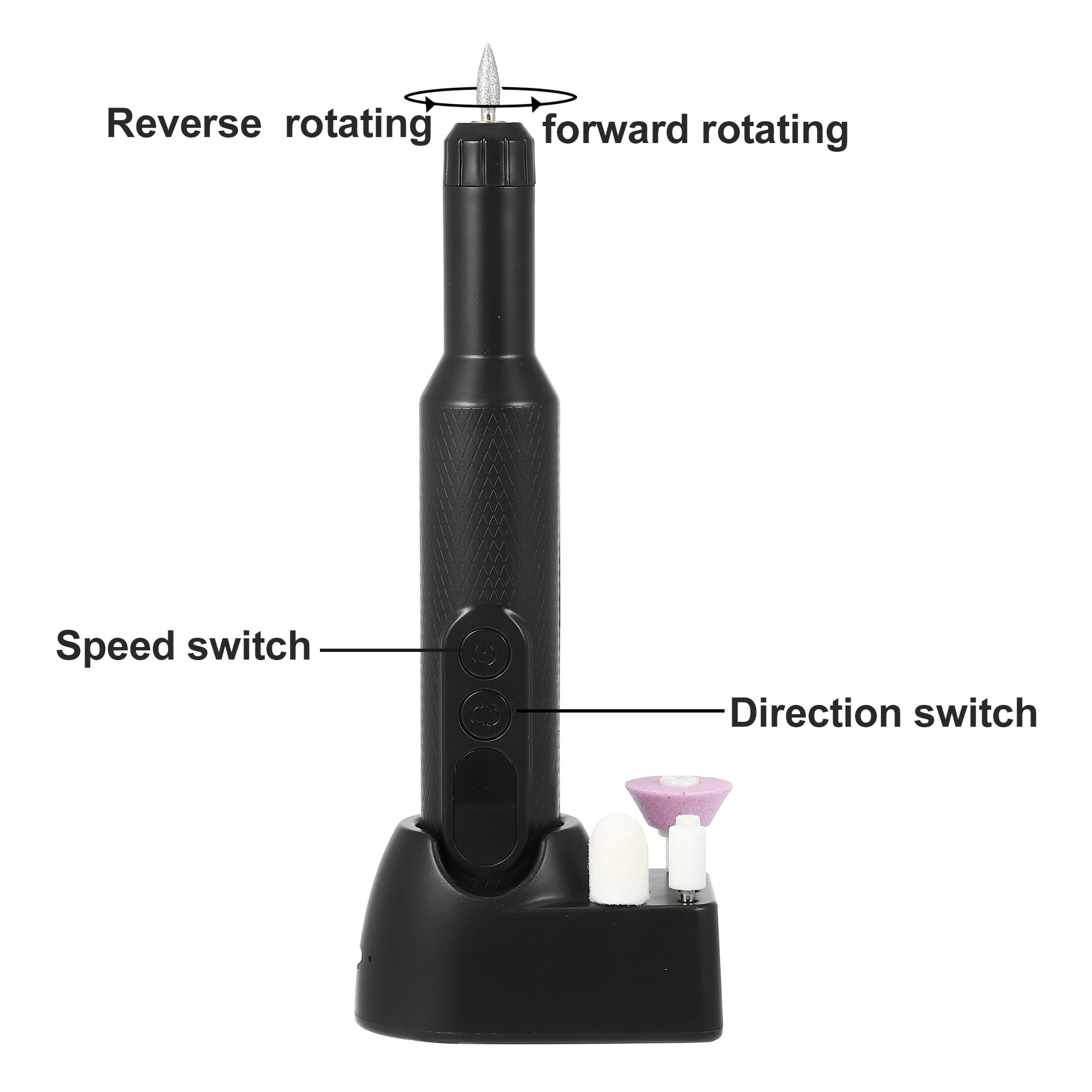 Electric Nail File Set Nail Drill Machine Pedicure Set Nails Care Kit for Home Salons Use ABS Black