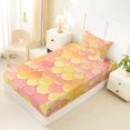 thumbnail image 2 of Manfei Mermaid Scale Twin Fitted Sheet, Gradient Fish Scale Bedding, Pink Yellow, 2pcs, 1 Fitted Sheet and 1 Pillowcase, 2 of 6