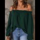 thumbnail image 5 of Blusa Informal Holgada de con Hombros Descubiertos y Volantes de Larga para Mujer. Verde M, 5 of 8
