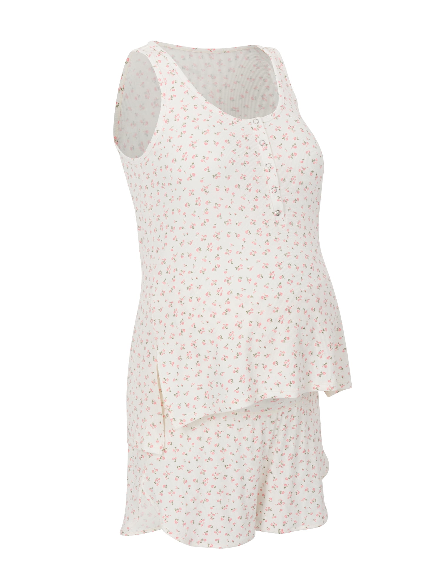 Ingrid & Isabel For Every Belly Women's Maternity Ribbed Henley Tank & Short Set, Sizes S-XXXL