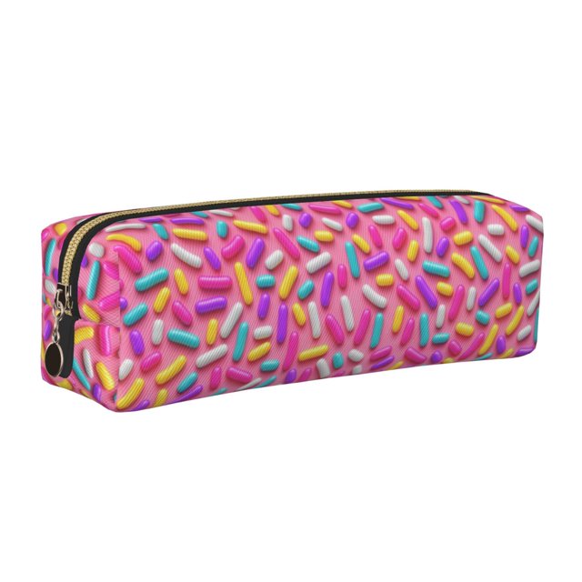 Easygdp Colorful Donuts 1 para Estuche de Lápices de Cuero, Estuche de Papelería de Cuero, Estuche de Gran Capacidad con Cremallera