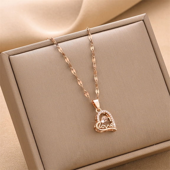 YYKihy Rose Gold Love Clever Pendant Necklaces Stainless Jewelry Chain Star Necklace For Women