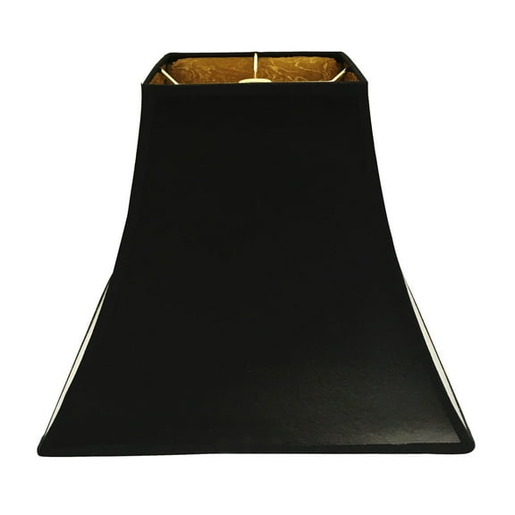 Royal Designs 12" Black Square Bell Hardback Lamp Shade with Ponyhair Gold Lining (6 x 6) x (12 x 12) x 10.5 (HB-628-12BLK/GL) …